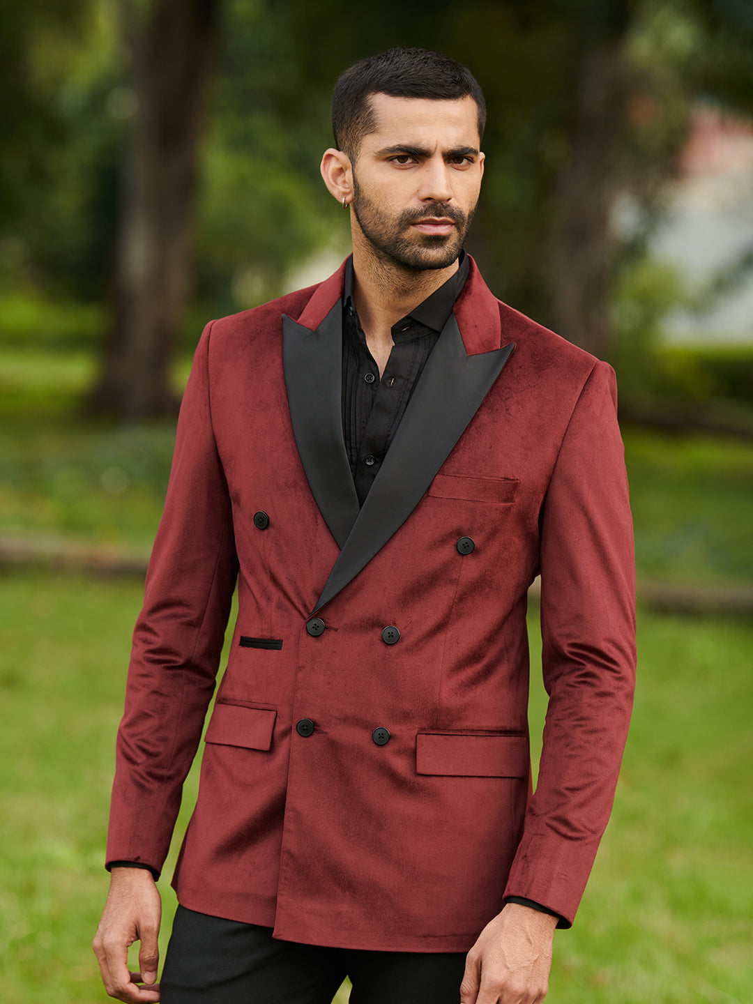 Maroon double store breasted blazer