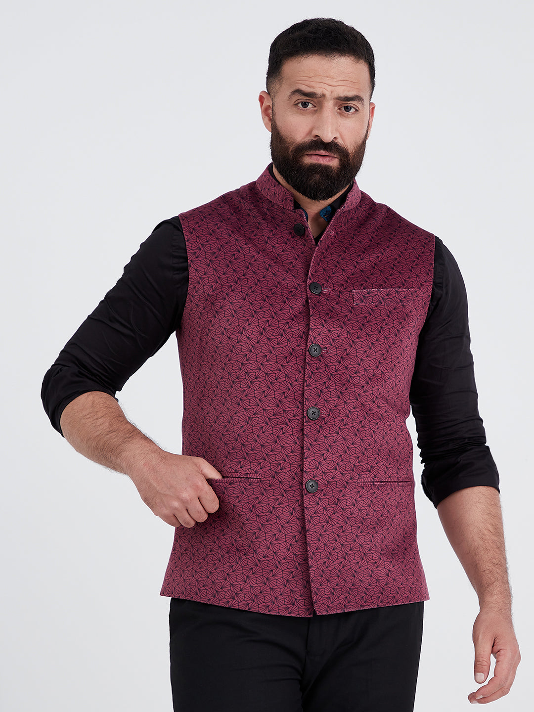 Maroon nehru jacket hotsell