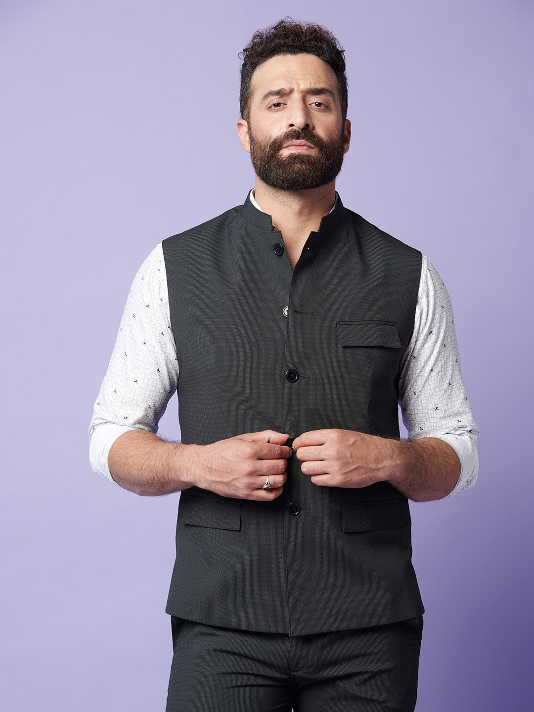 Basic Black Nehru Jacket - Main Image