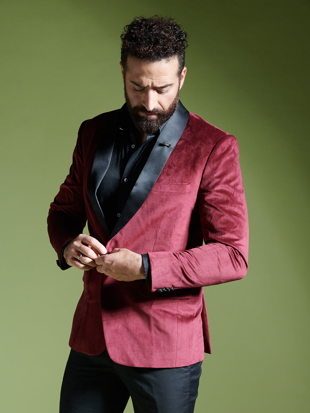 Wine Velvet Tuxedo Blazer – MR BUTTON