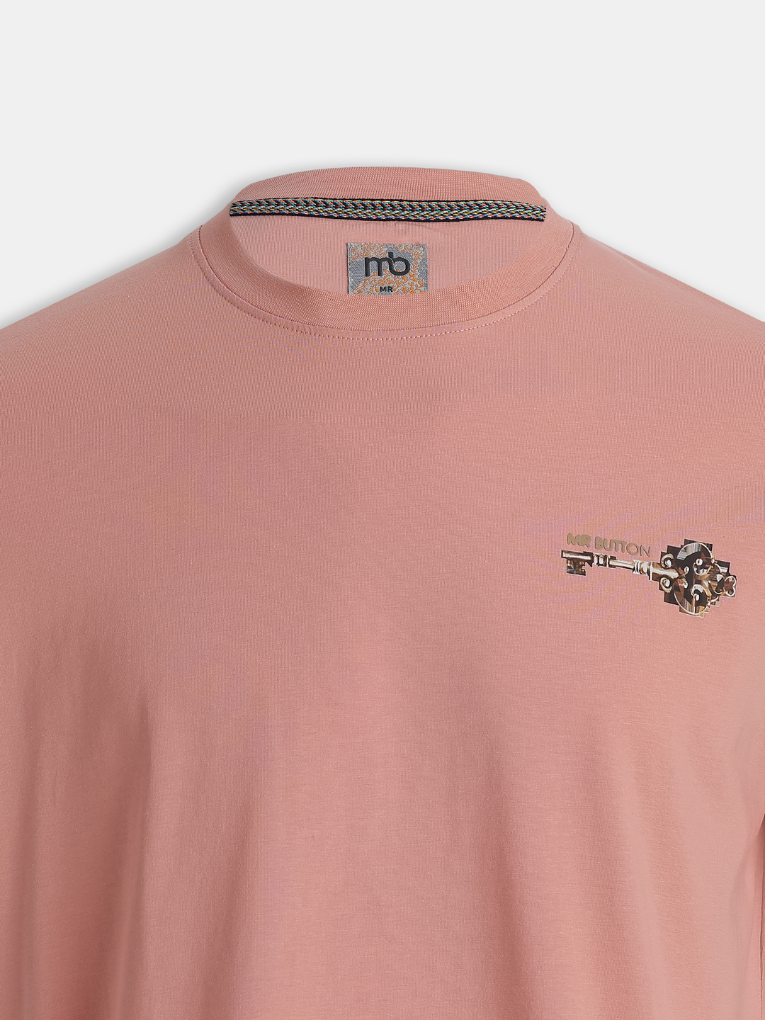 Pink Cotton Lycra Regular Fit Printed Round Neck T-Shirt
