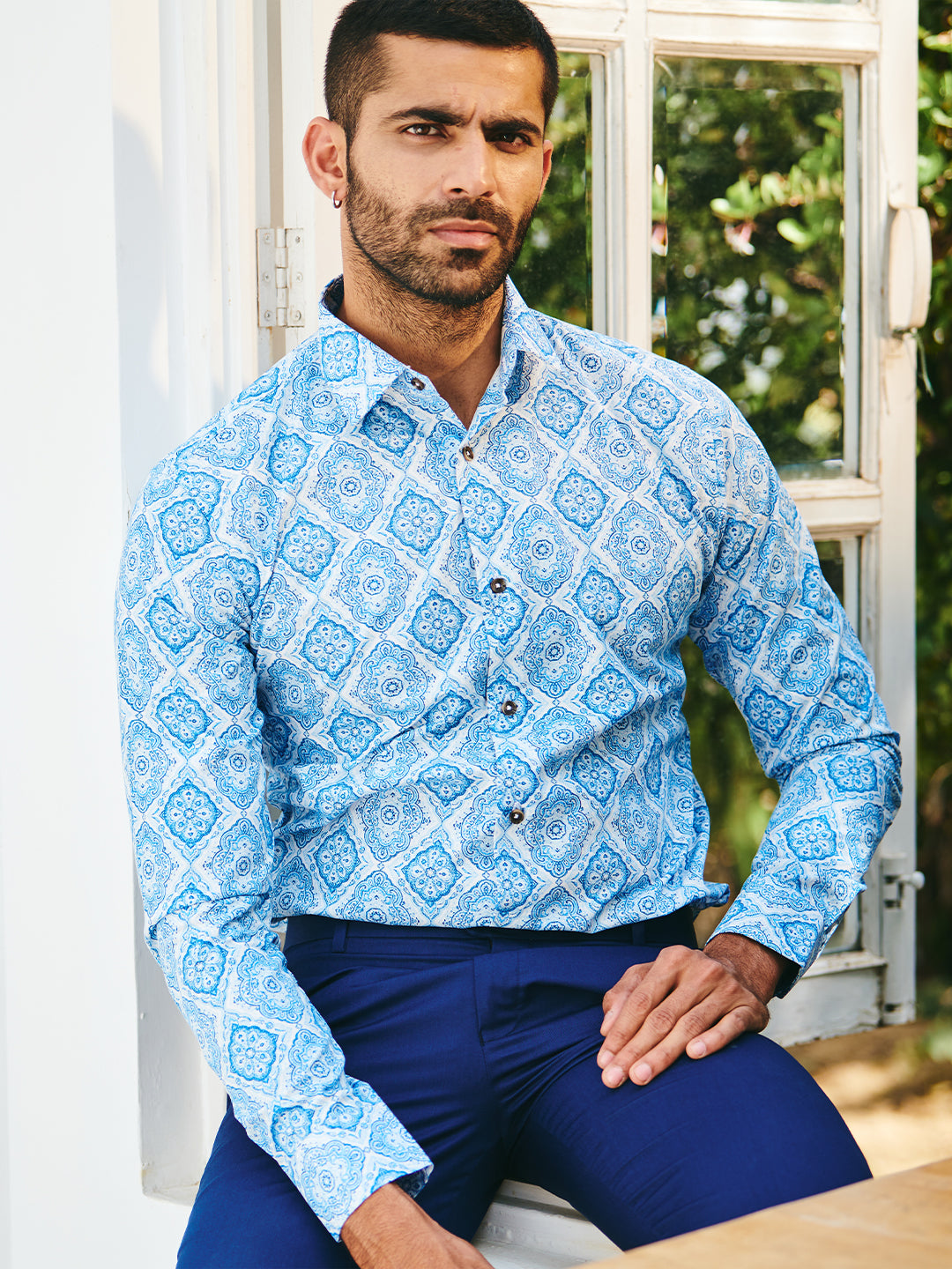 Blue Formal Shirt for Men Elegant Blue Dress Shirt Mr Button