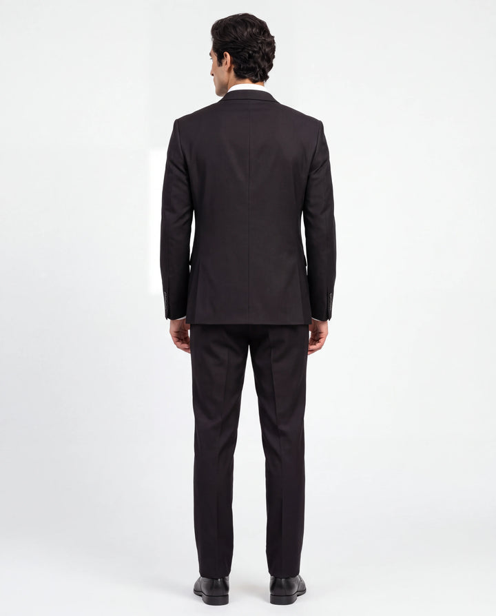 Coffee Solid Slim Fit Lapel Collar Basic Suit Casual Blazer