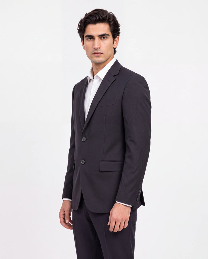 Coffee Solid Slim Fit Lapel Collar Basic Suit Casual Blazer