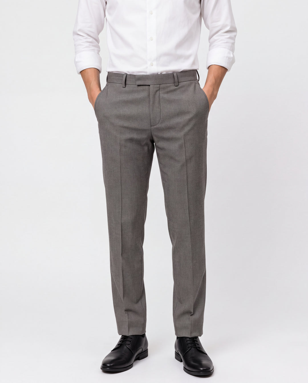 Brown Slim Fit Checkered Expendible Trouser