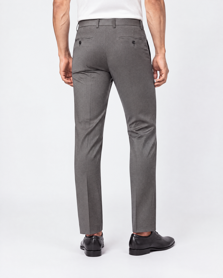 Brown Slim Fit Checkered Expendible Trouser