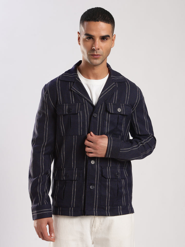 Blue Stripe Regular Fit Shacket