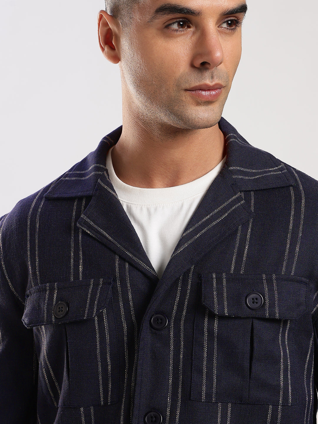 Blue Stripe Regular Fit Shacket