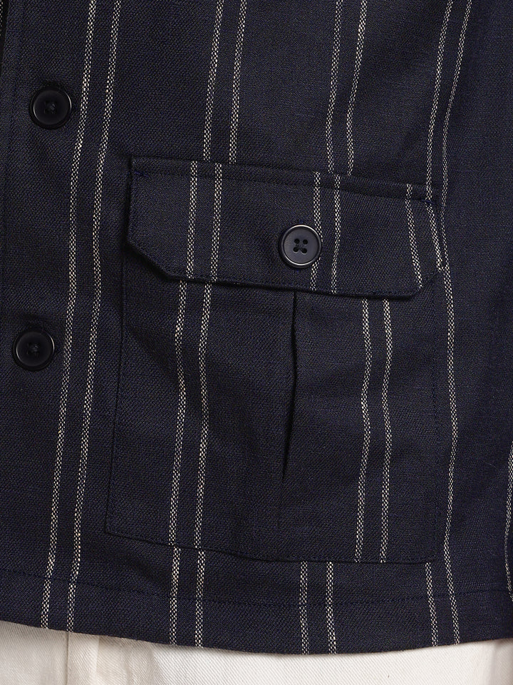 Blue Stripe Regular Fit Shacket