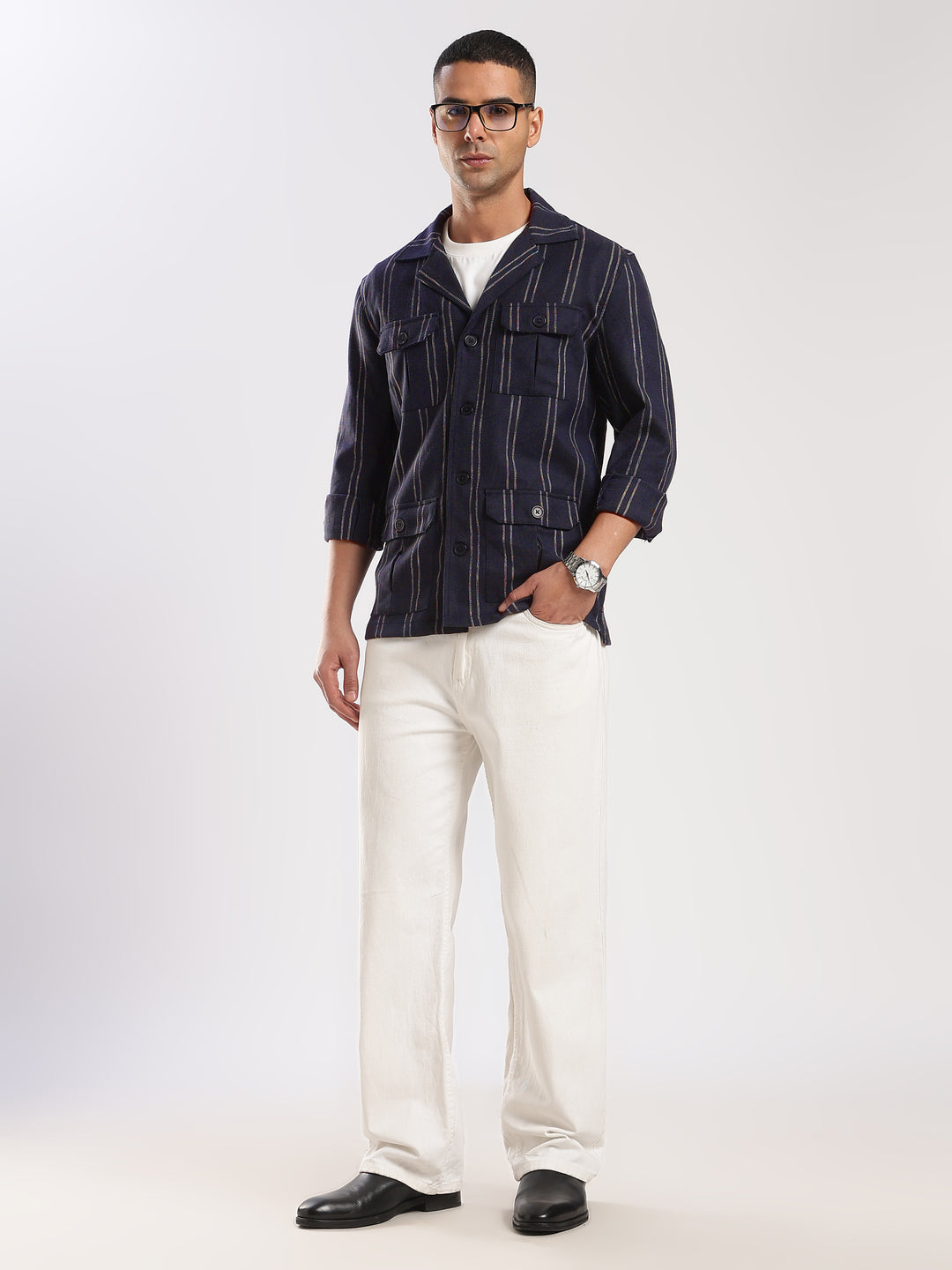 Blue Stripe Regular Fit Shacket