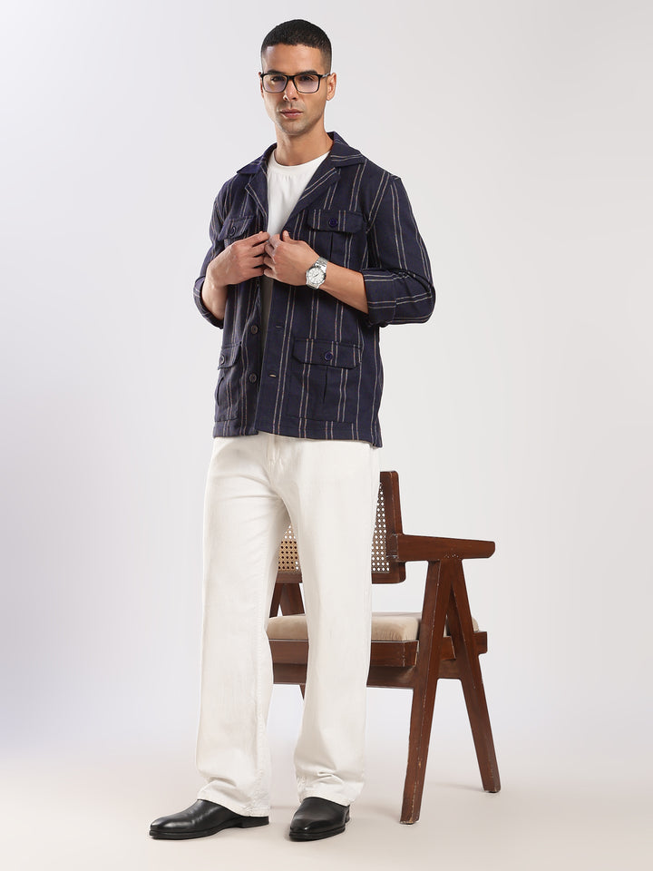 Blue Stripe Regular Fit Shacket
