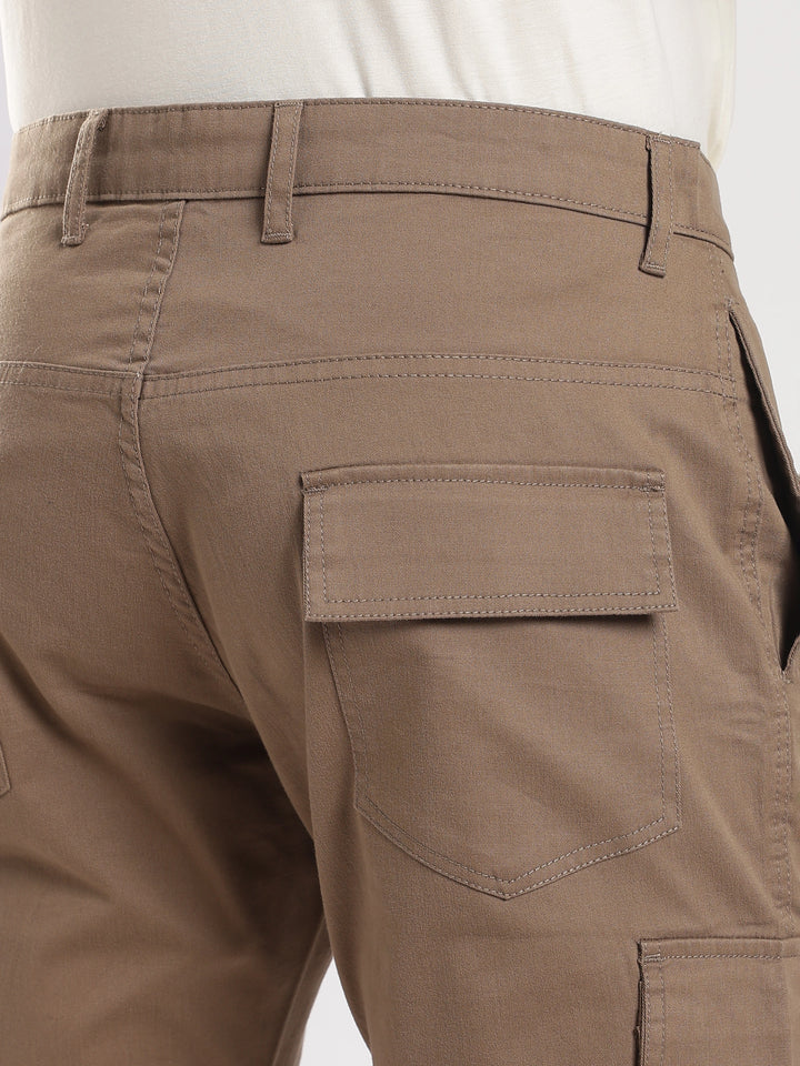 Brown Cotton Regular Fit Cargo Pant
