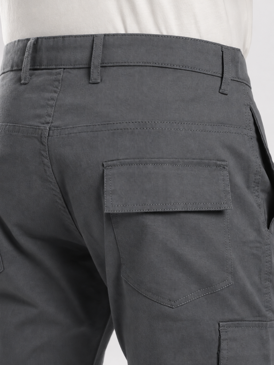 Dark Grey Cotton Regular Fit Cargo Pant