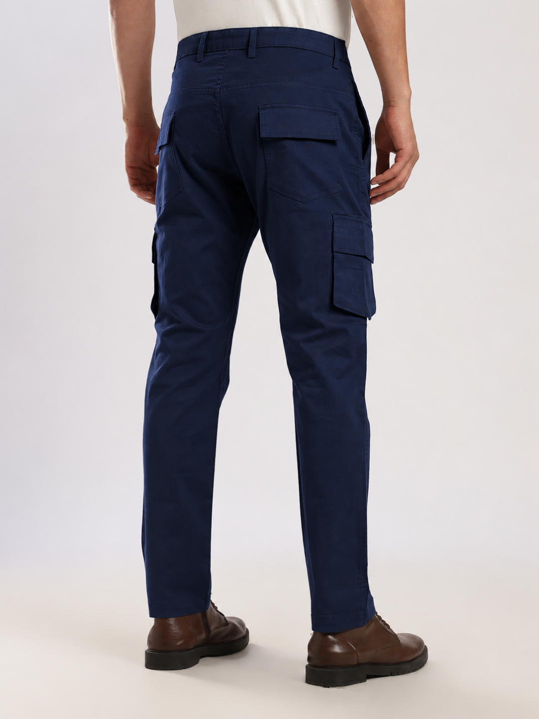 Navy Cotton Regular Fit Cargo Pant