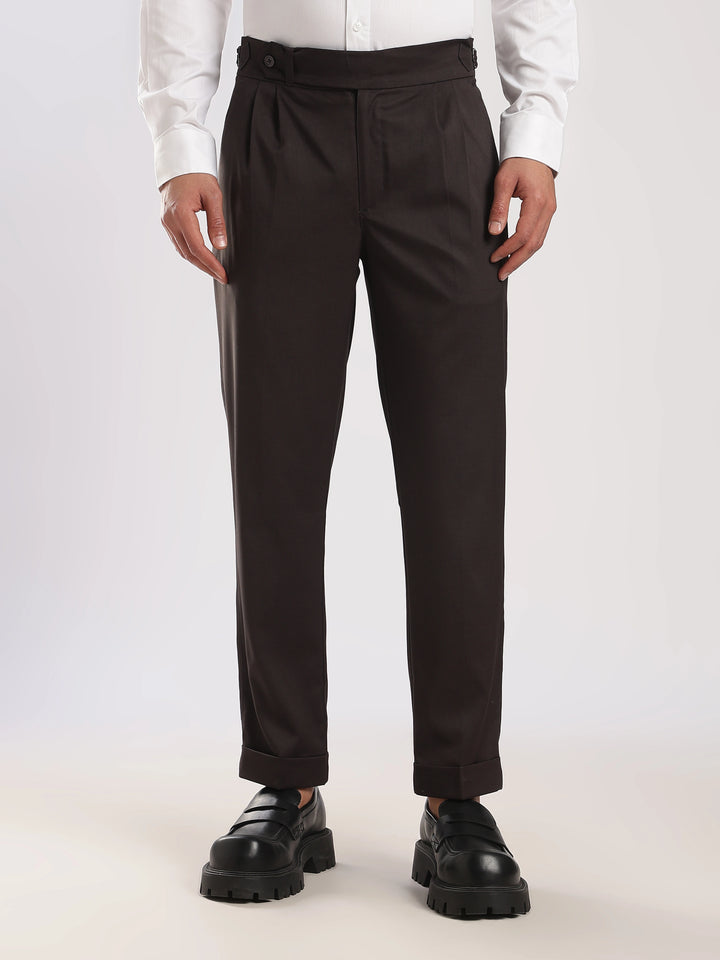 Black Poly Regular Fit Gurkha Pant