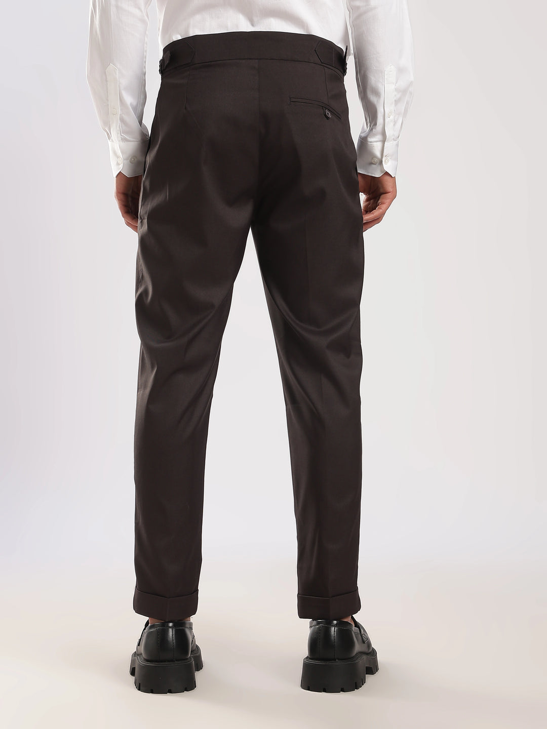 Black Poly Regular Fit Gurkha Pant