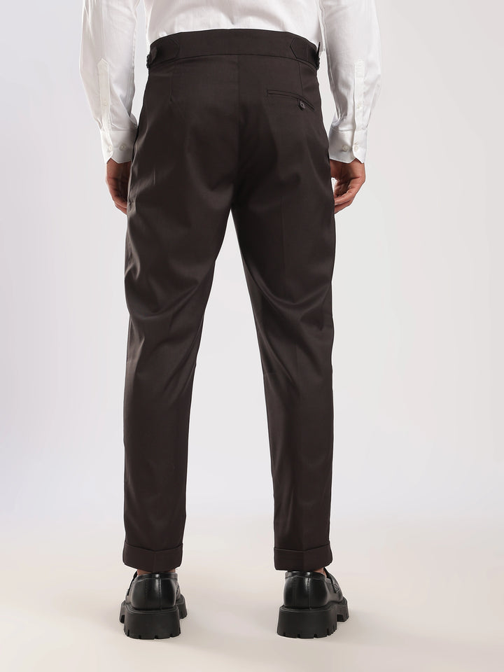 Black Poly Regular Fit Gurkha Pant