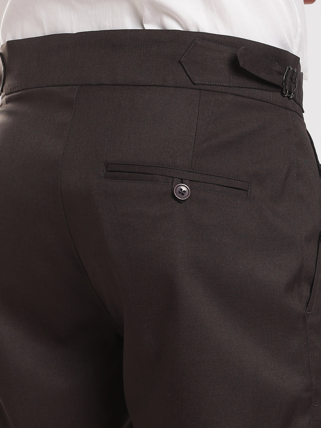 Black Poly Regular Fit Gurkha Pant