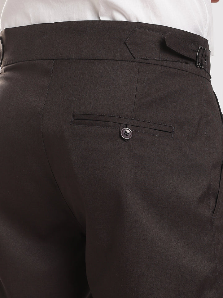 Black Poly Regular Fit Gurkha Pant