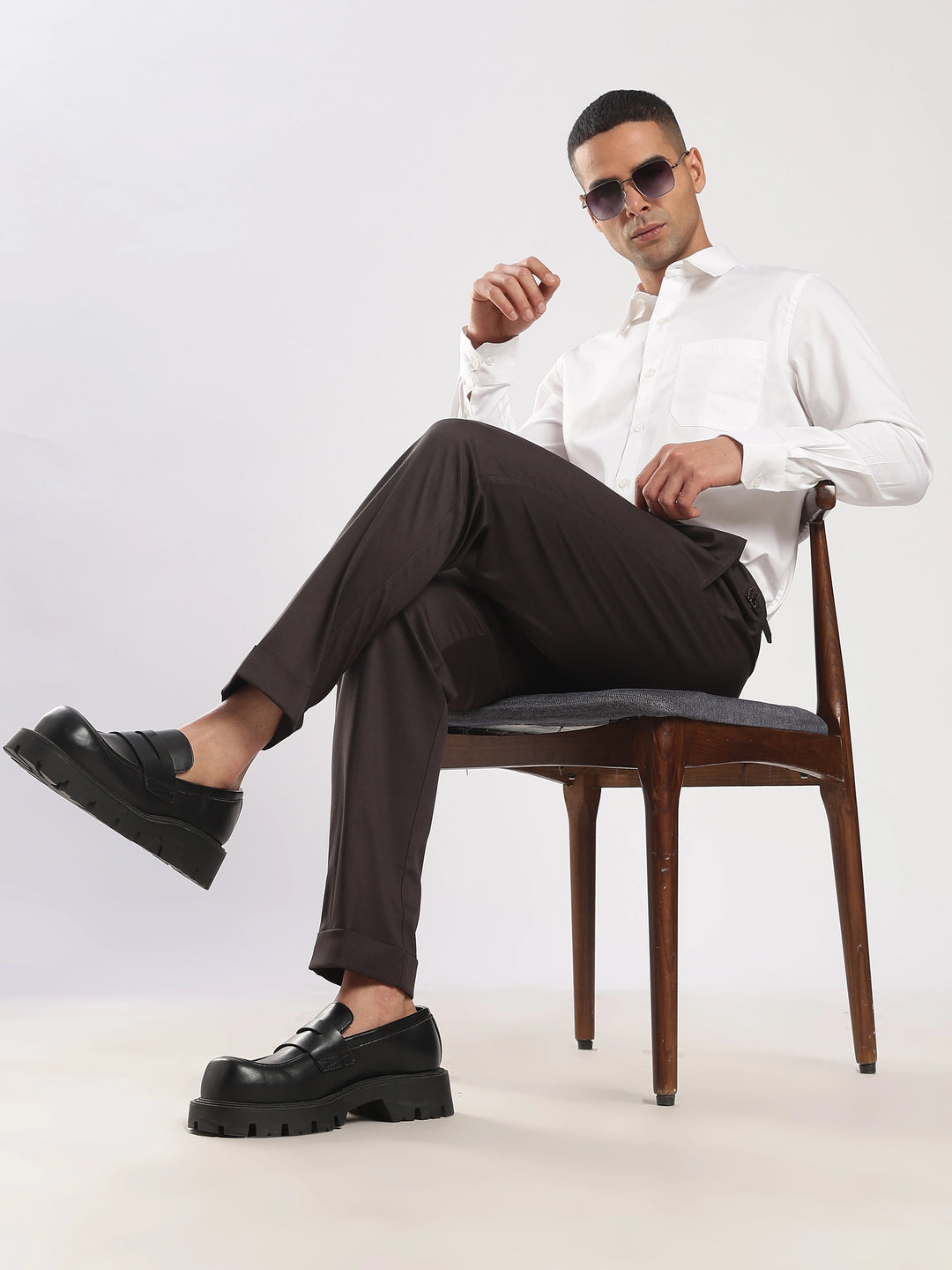 Black Poly Regular Fit Gurkha Pant