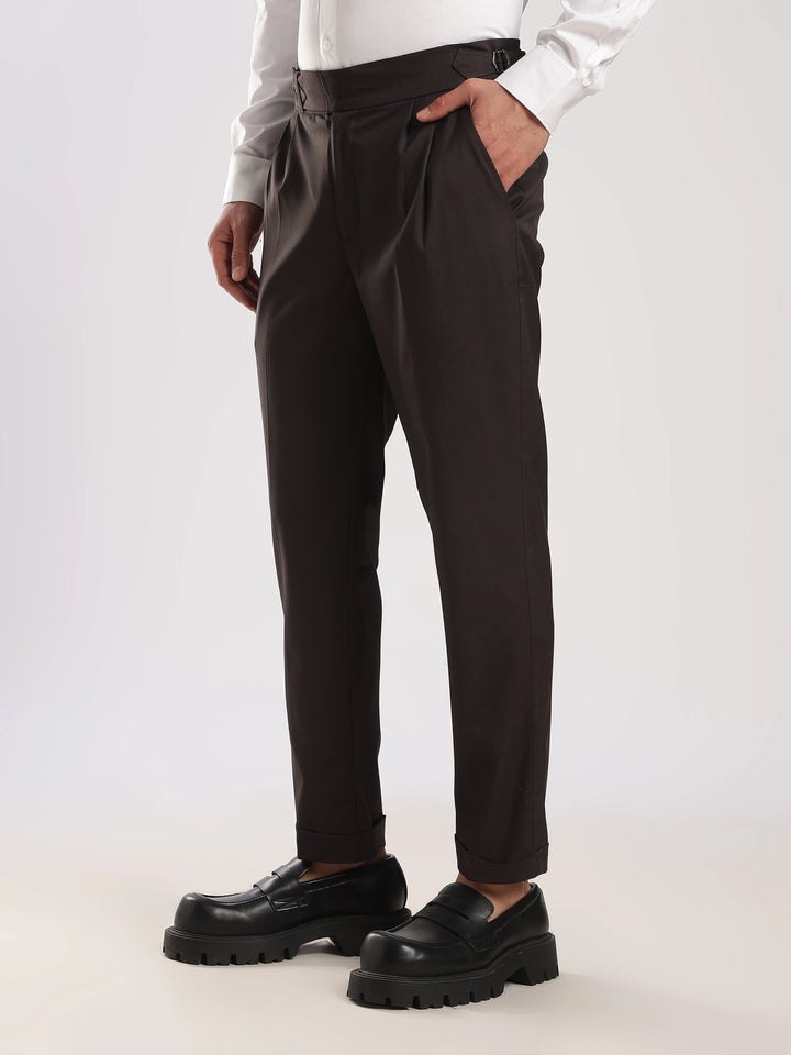 Black Poly Regular Fit Gurkha Pant