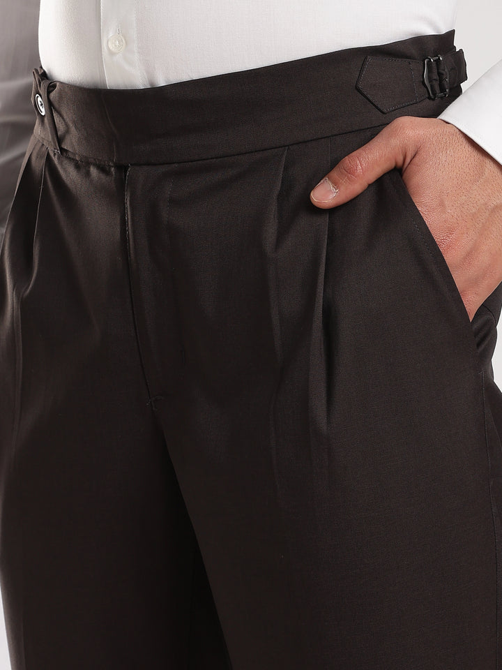 Black Poly Regular Fit Gurkha Pant