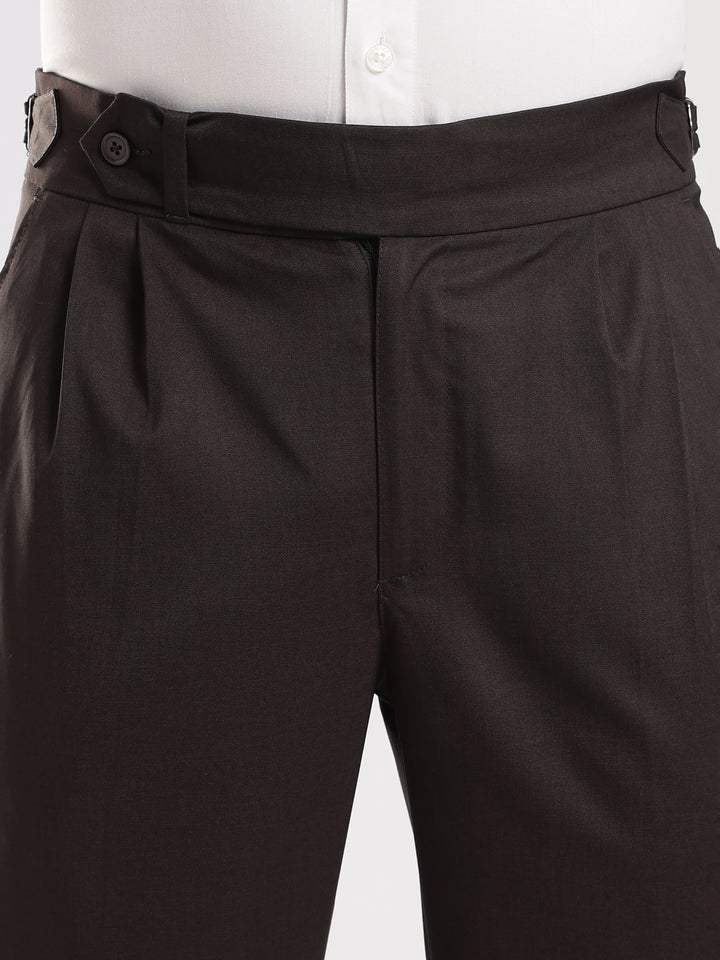 Black Poly Regular Fit Gurkha Pant