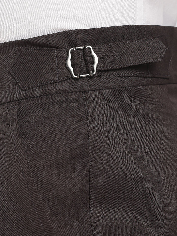 Black Poly Regular Fit Gurkha Pant