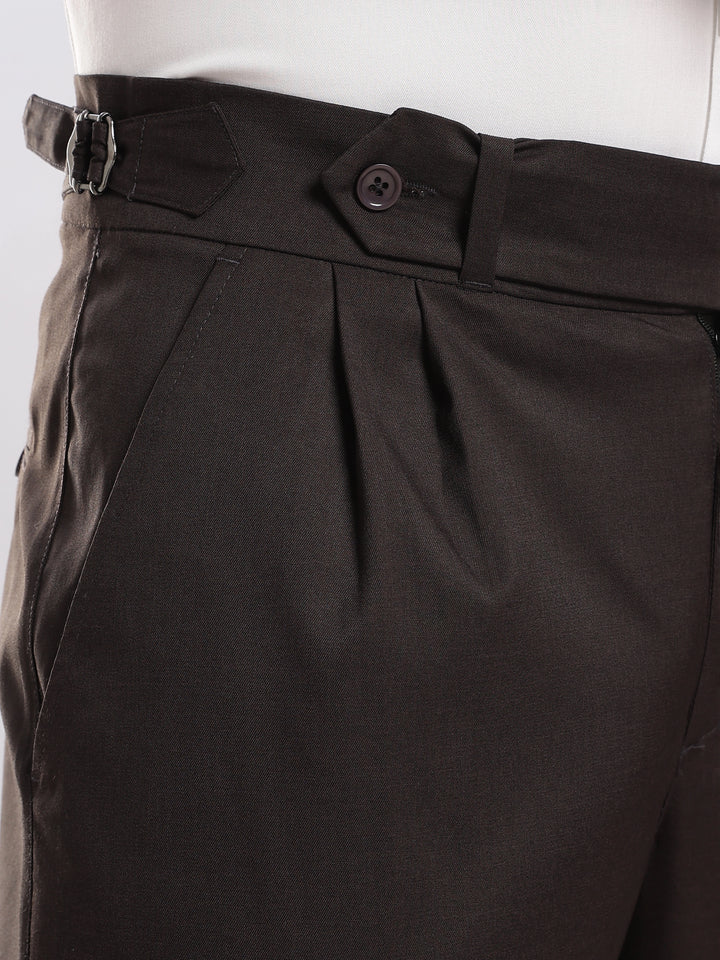 Black Poly Regular Fit Gurkha Pant