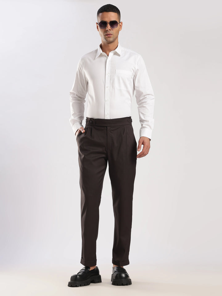 Black Poly Regular Fit Gurkha Pant