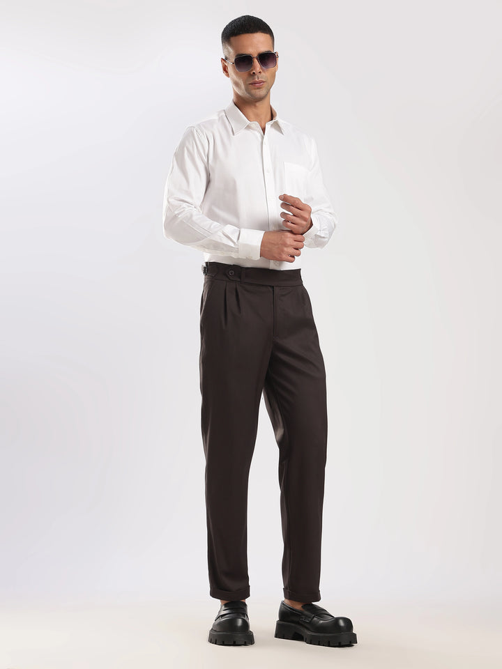Black Poly Regular Fit Gurkha Pant