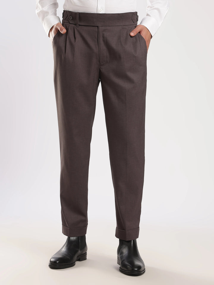 Brown Poly Regular Fit Gurkha Pant