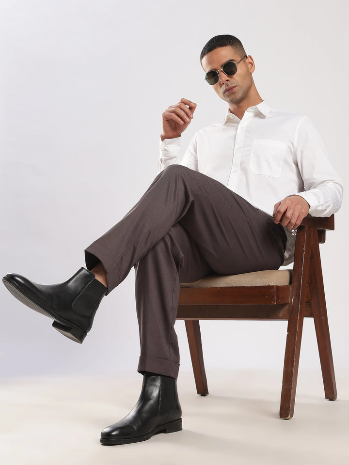 Brown Poly Regular Fit Gurkha Pant