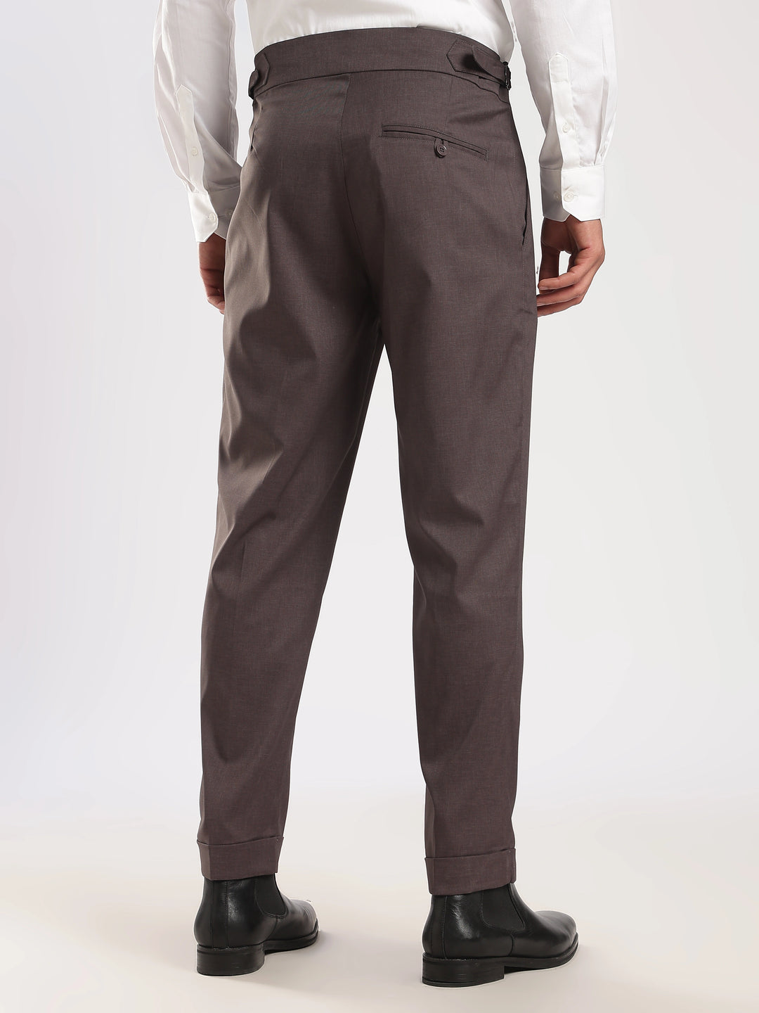 Brown Poly Regular Fit Gurkha Pant