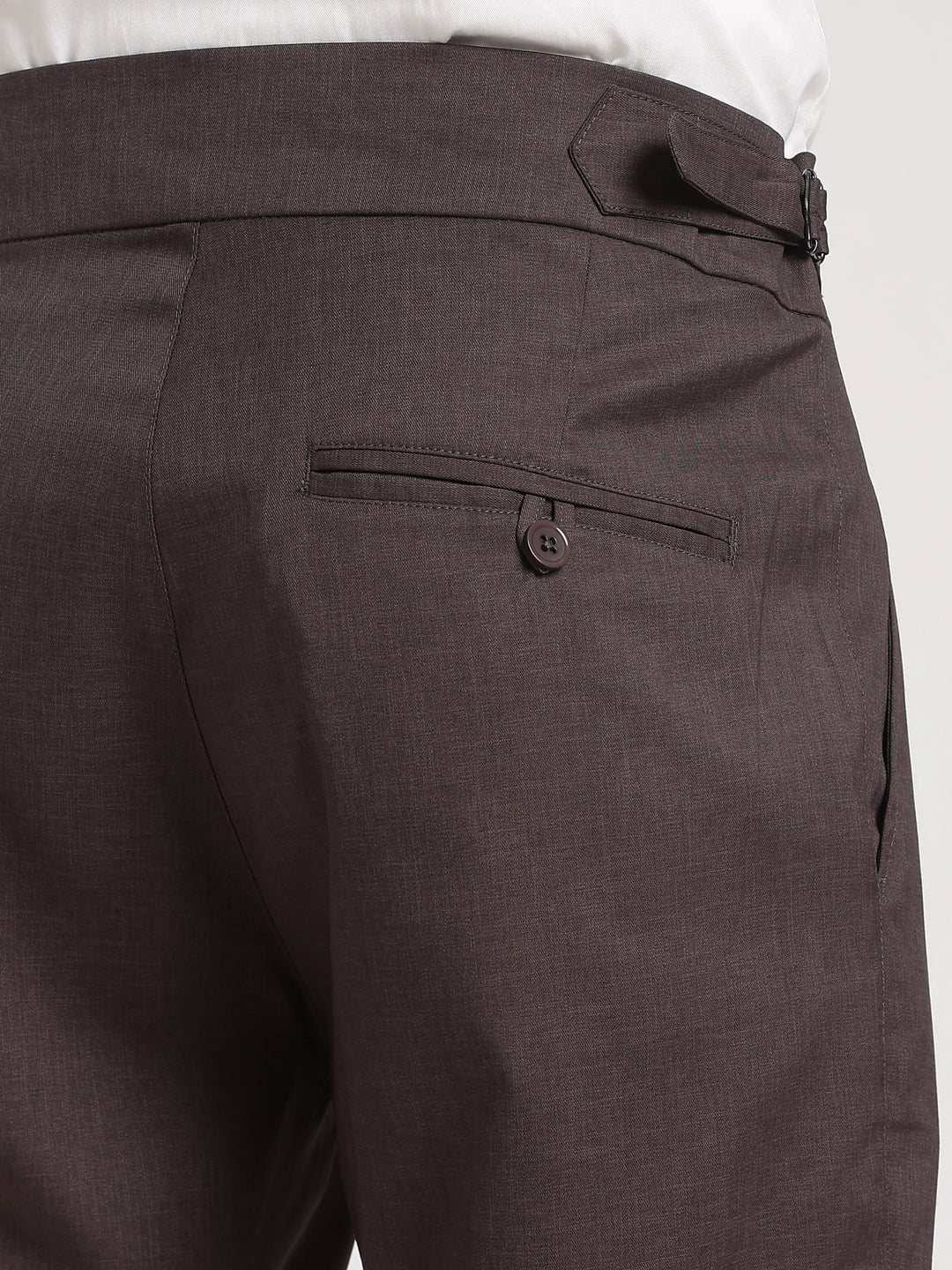 Brown Poly Regular Fit Gurkha Pant