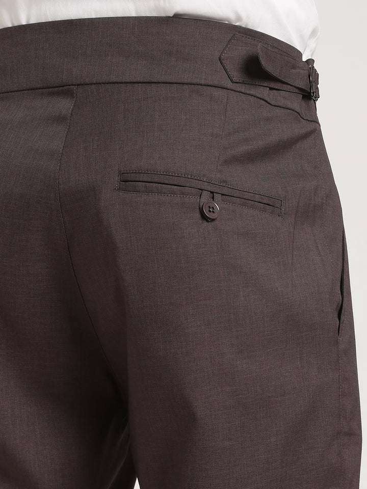 Brown Poly Regular Fit Gurkha Pant