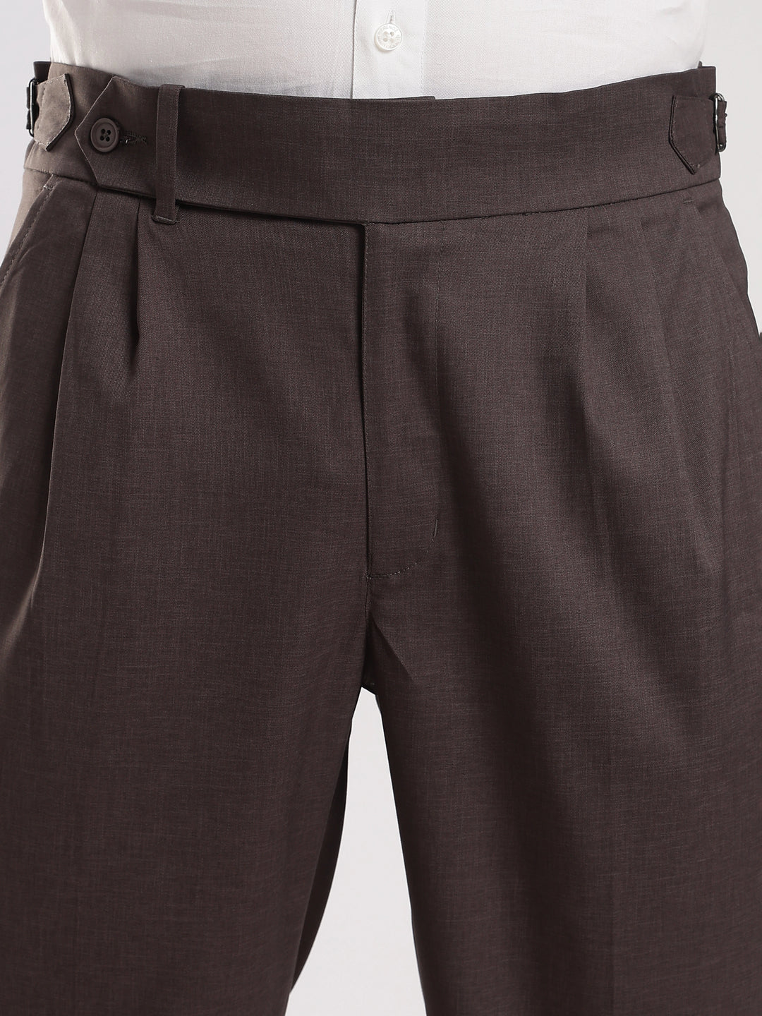 Brown Poly Regular Fit Gurkha Pant