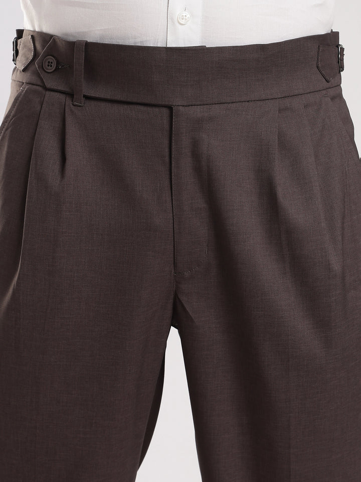 Brown Poly Regular Fit Gurkha Pant