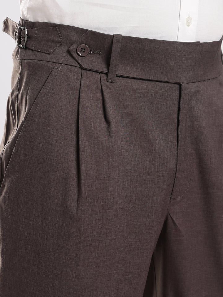 Brown Poly Regular Fit Gurkha Pant