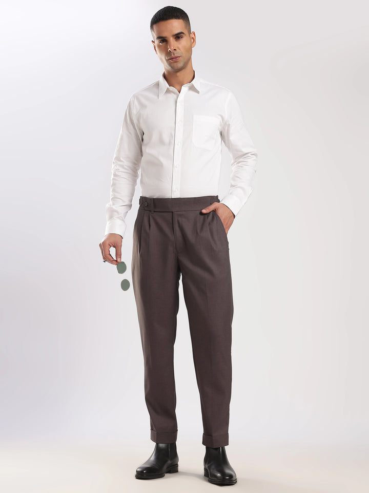 Brown Poly Regular Fit Gurkha Pant