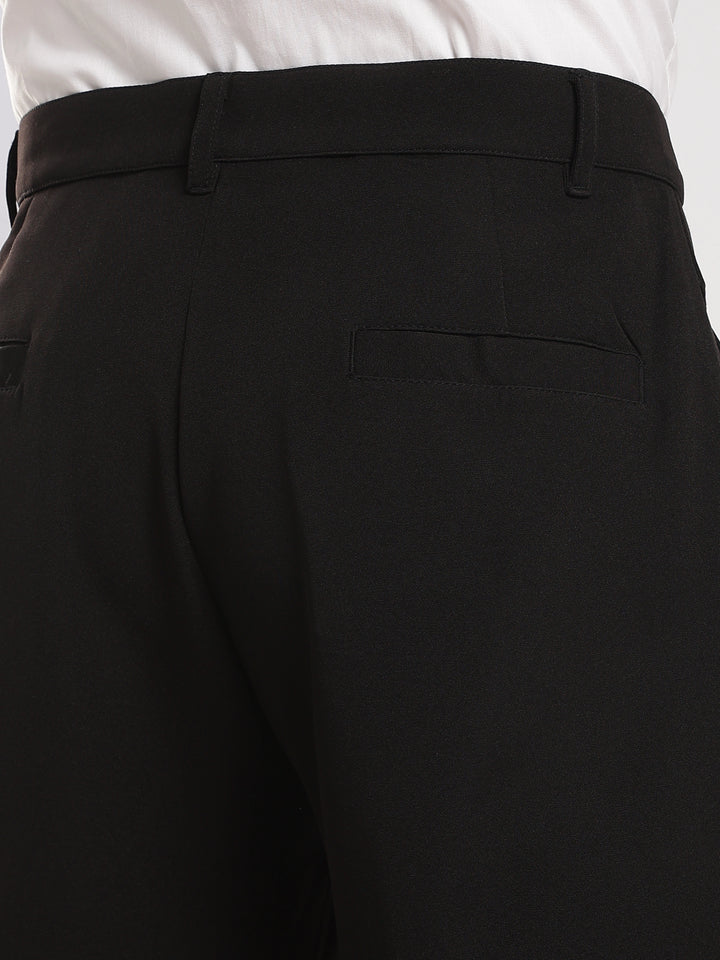 Black Poly Straight Fit Korean Trouser
