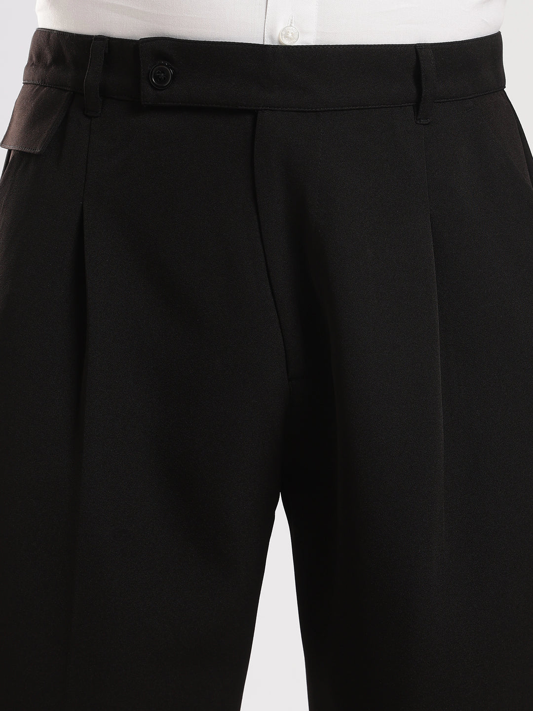 Black Poly Straight Fit Korean Trouser