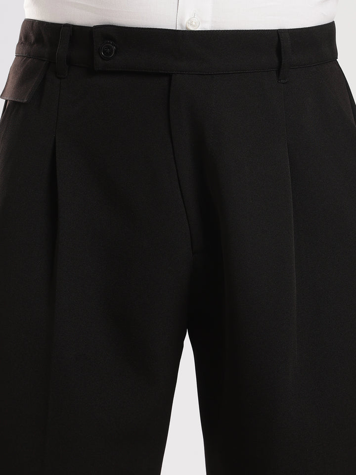 Black Poly Straight Fit Korean Trouser
