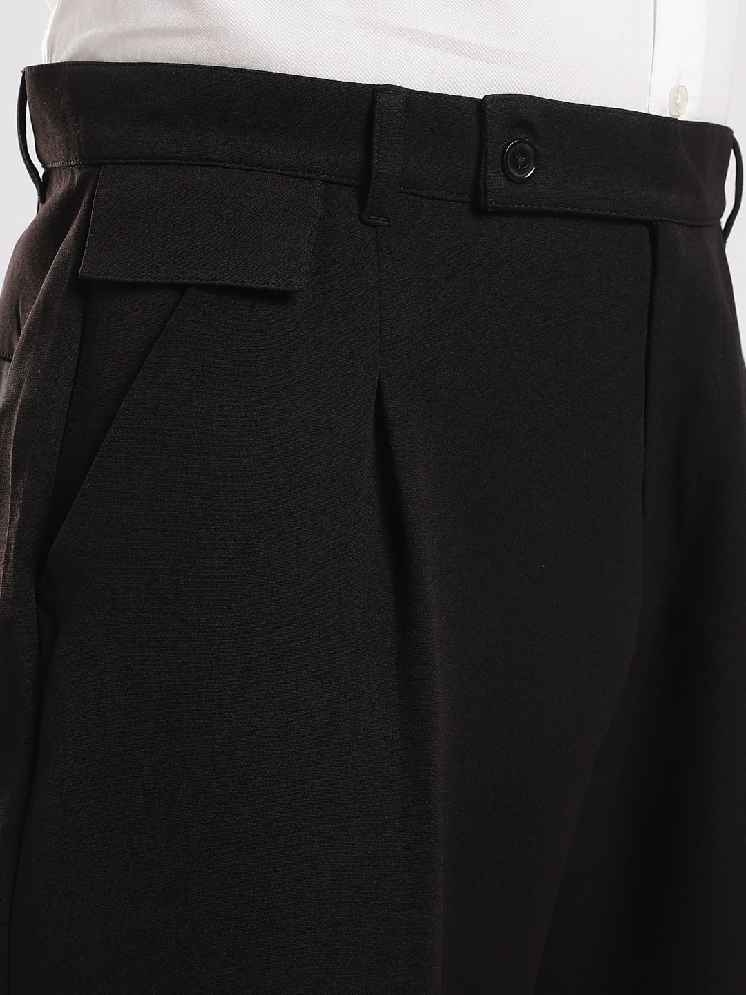 Black Poly Straight Fit Korean Trouser