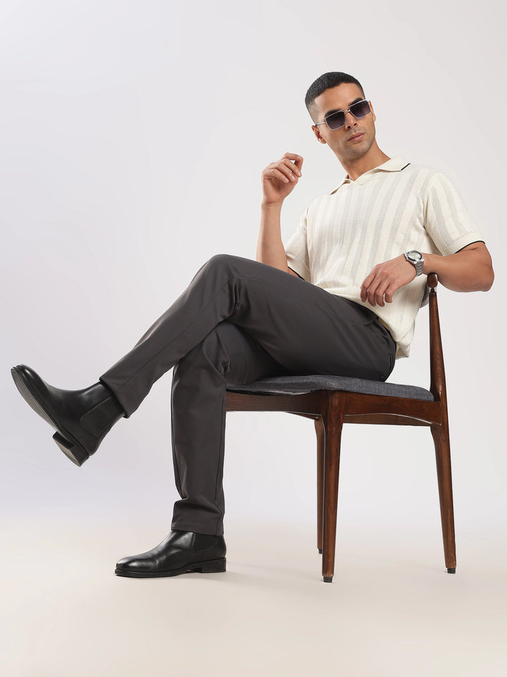 Dark Grey Regular Fit Travel Pant