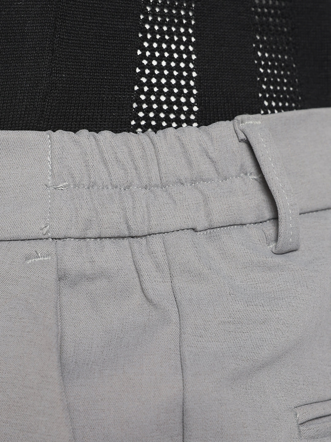 Light Grey Cotton Regular Fit Travel Pant