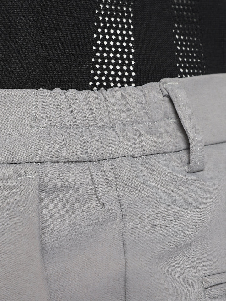 Light Grey Cotton Regular Fit Travel Pant