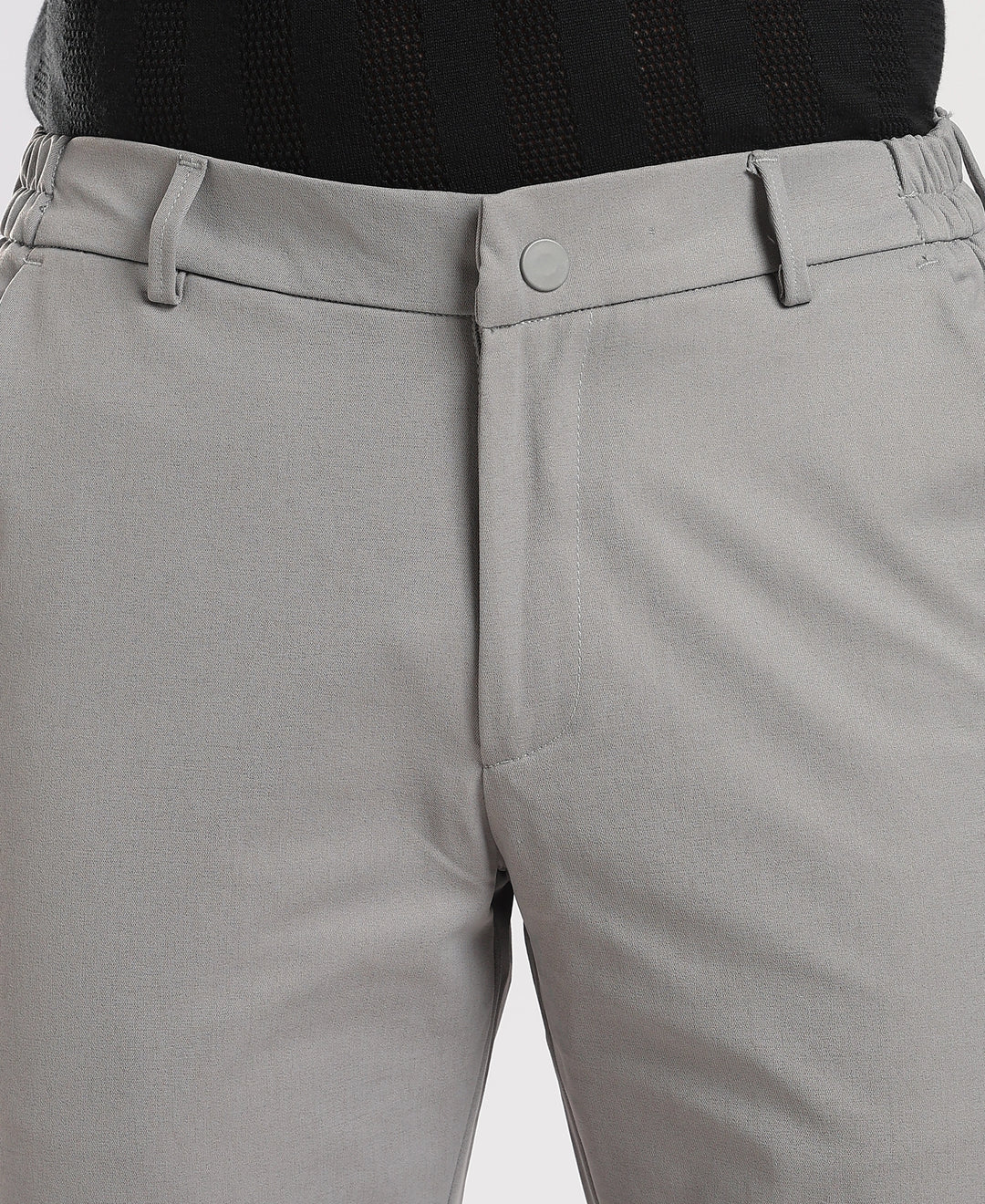 Light Grey Cotton Regular Fit Travel Pant