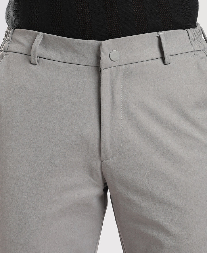 Light Grey Cotton Regular Fit Travel Pant