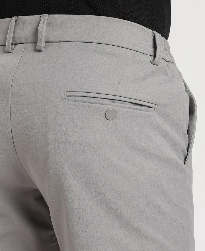 Light Grey Cotton Regular Fit Travel Pant